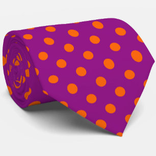 Cravate Orange On Purple Pois Design Motif