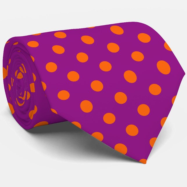 Cravate Orange On Purple Pois Design Motif (Créateur téléchargé)