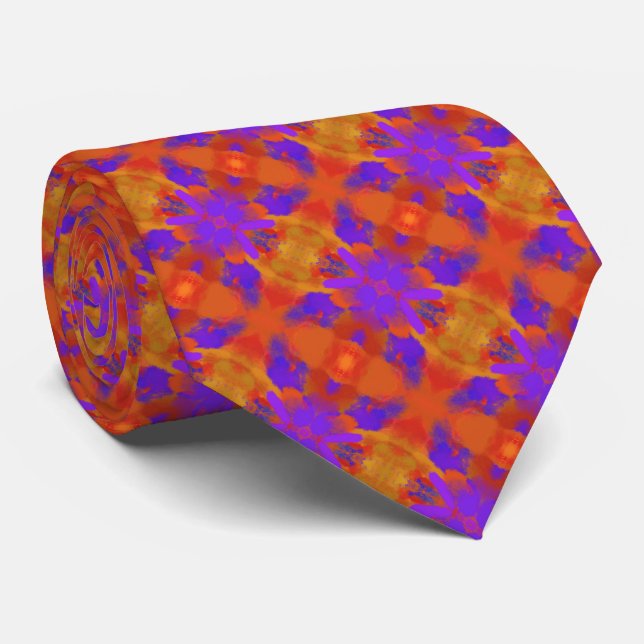 Cravate Orange Purple And Red Abstract Graphic Art Design (Roulé)