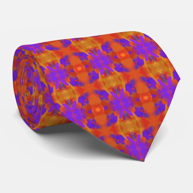 Cravate Orange Purple And Red Abstract Graphic Art Design (Roulé)