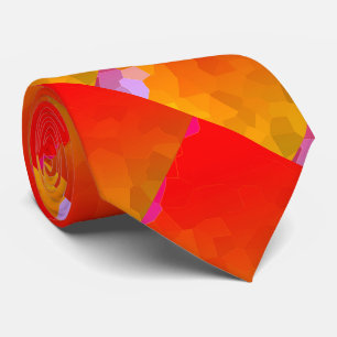 Cravate Orange rose funky Motif géométrique coloré