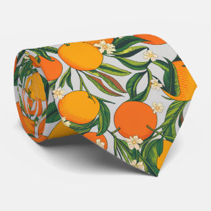 Cravate Oranges d'été tendance Motif de fleurs d'agrumes