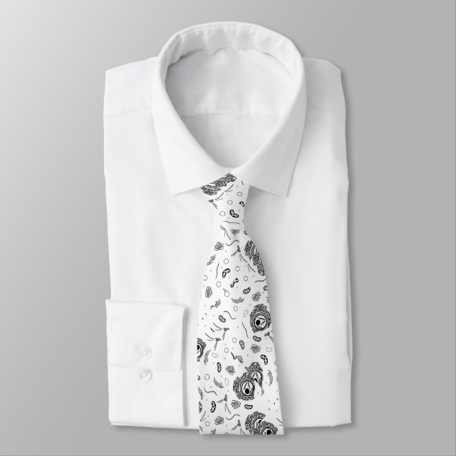 Cravate Organelles - Noir sur Blanc (Attaché)