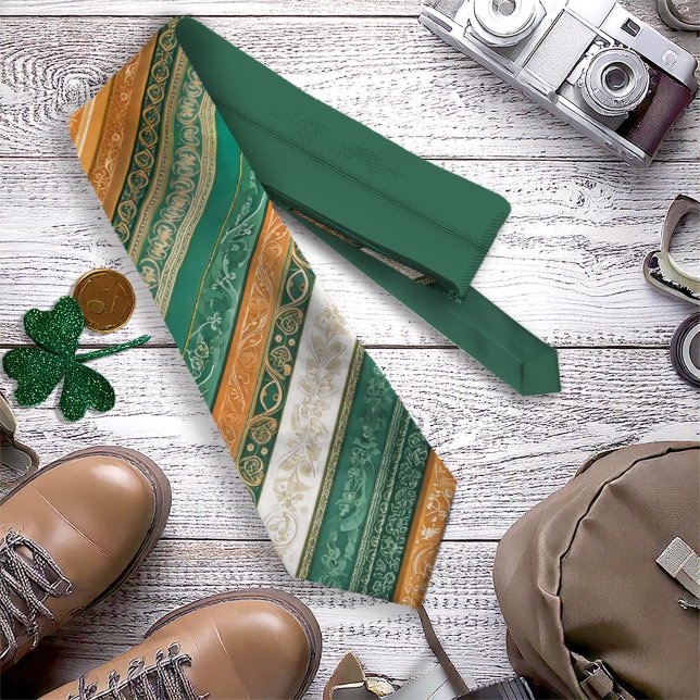 Cravate Ornate Baroque Stripes couleur irlandaise ID1095 (Créateur téléchargé)