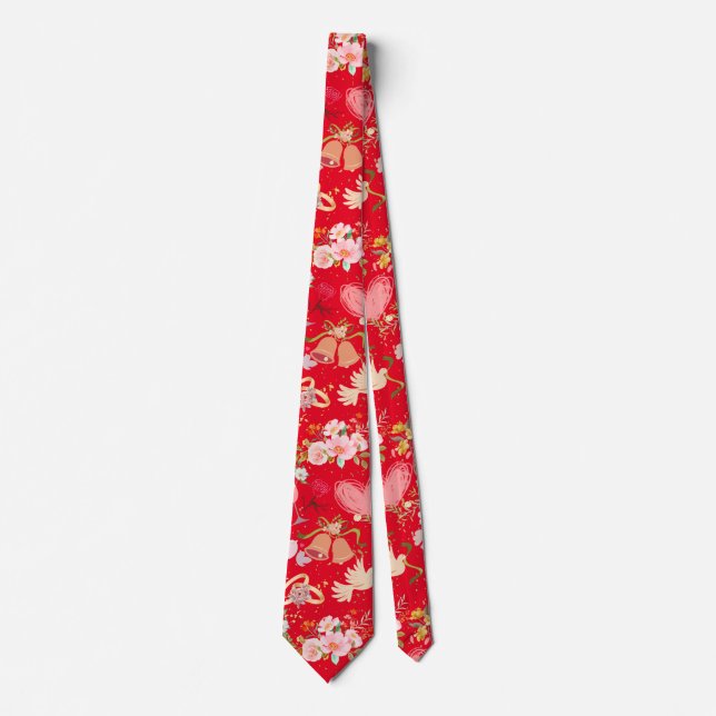 Cravate Ornements mariages motif Rouge BG (Devant)