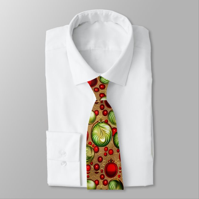 Cravate Ornements Rouges et Verts (Attaché)