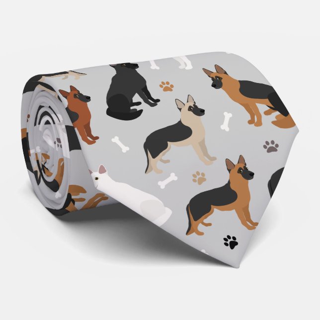 Cravate Os bergers allemands et pattes (Roulé)