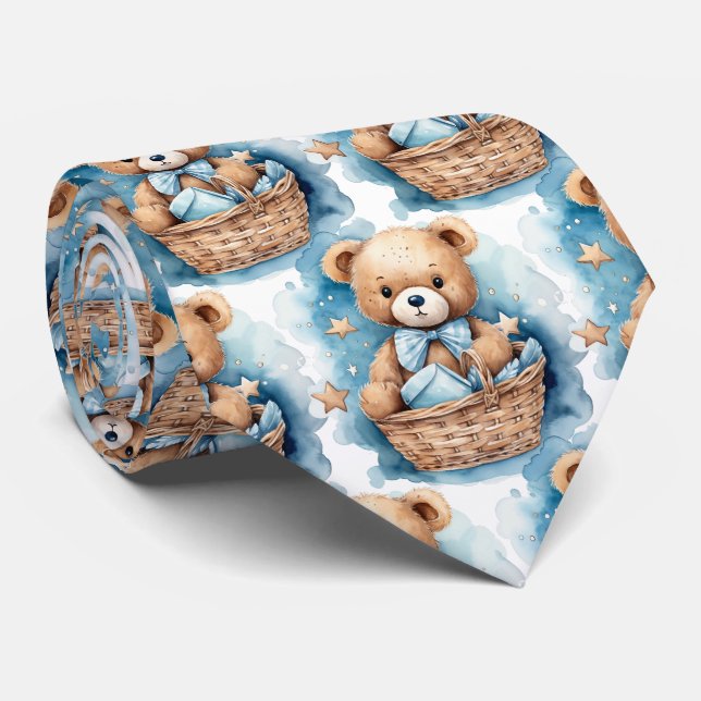 Cravate Ours en peluche bleu  (Roulé)