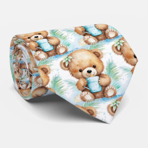 Cravate Ours en peluche bleu