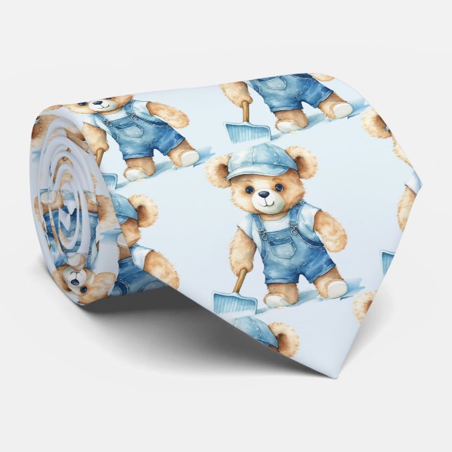 Cravate Ours en peluche bleu  (Roulé)