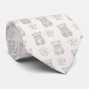 Cravate Ours mignon et cœurs -- Nursery Pastel (8)