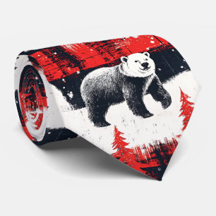 Cravate Ours polaire aux carreaux rouges buffle