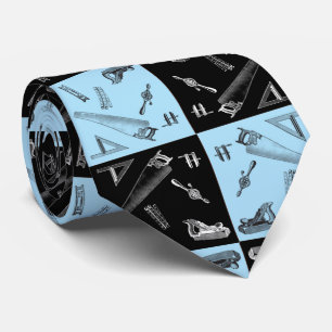 Cravate Outils de menuiserie dans des tuiles bleues et