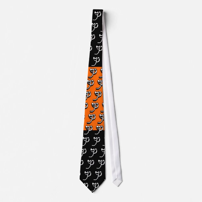 Cravate P Monogramme Orange & Noir (Devant)