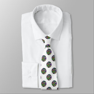 Cravate Paillettes à pois sur fond blanc