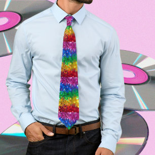 Cravate Paillettes arc-en-ciel couleur glamour scintillant