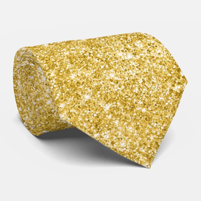 Cravate Paillettes de luxe en or scintillant (Roulé)