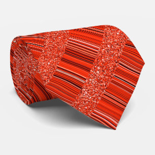 Cravate Paillettes et rayures rouge noir et blanc