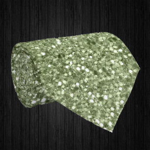 Cravate Paillettes Vert Olive Faux Luxe Fantaisie