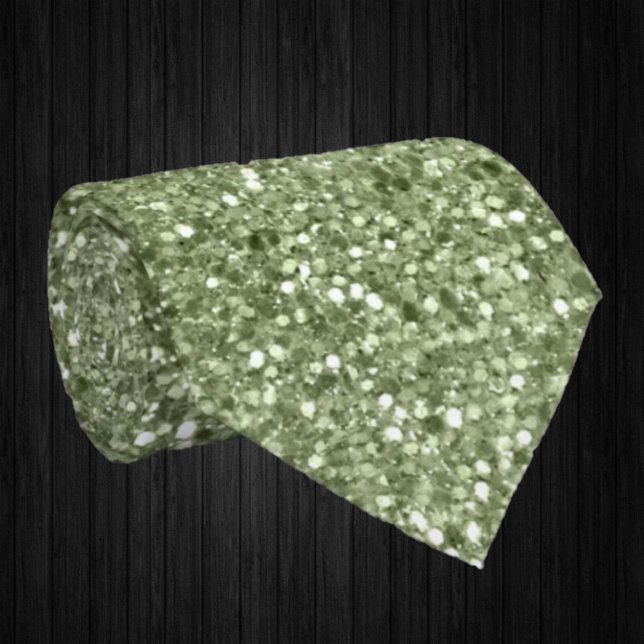 Cravate Paillettes Vert Olive Faux Luxe Fantaisie  (Créateur téléchargé)