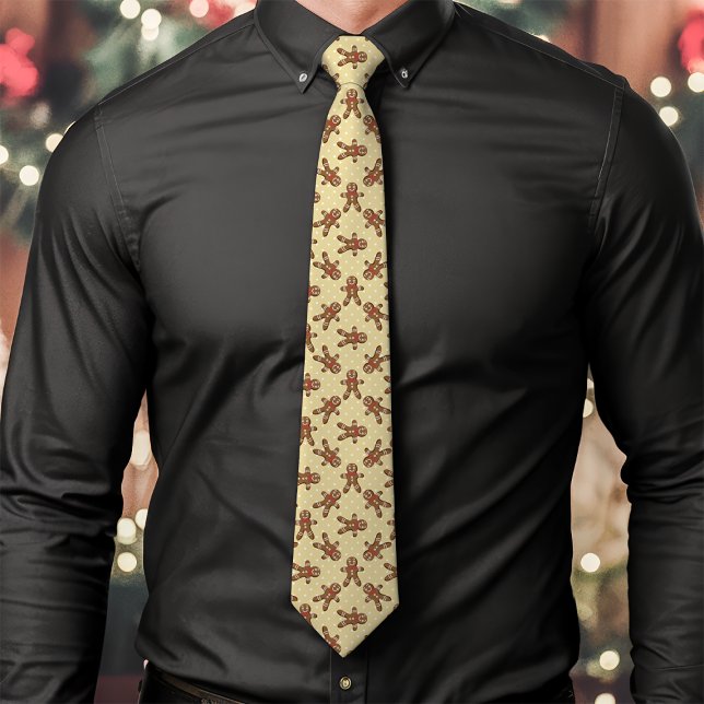 Cravate Pain d'épice jaune Homme Polka Dot Noël (Créateur téléchargé)