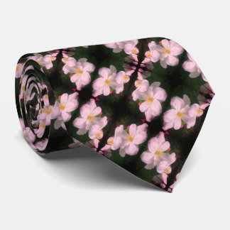 Cravate Paire de Fleurs Clematis Blanches Motif Floral Abs