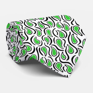 Cravate Paisley Abstrait 230523 - Spring Green, B&W