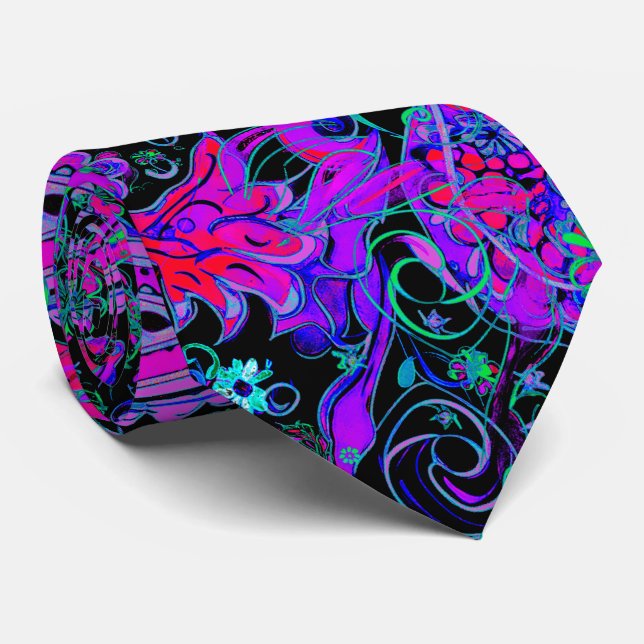 Cravate Paisley bleu violet Intriqué (Roulé)