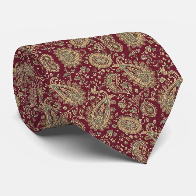 Cravate Paisley Bourgogne (Roulé)