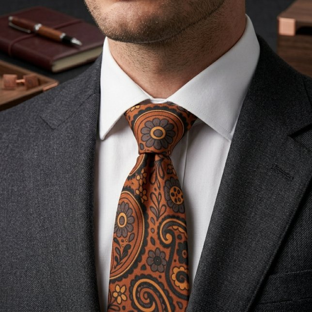 Cravate Paisley cuivre vintage (Créateur téléchargé)