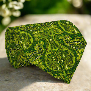 Cravate Paisley foncé vert Abstrait Damas motif floral