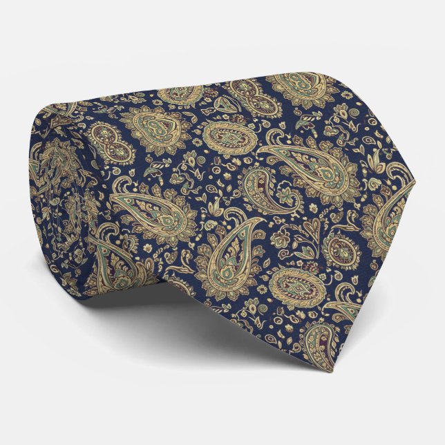 Cravate Paisley Navy Minuit (Roulé)