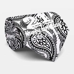 Cravate Paisley noir et blanc