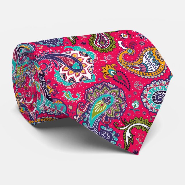 Cravate Paisley rouge (Roulé)
