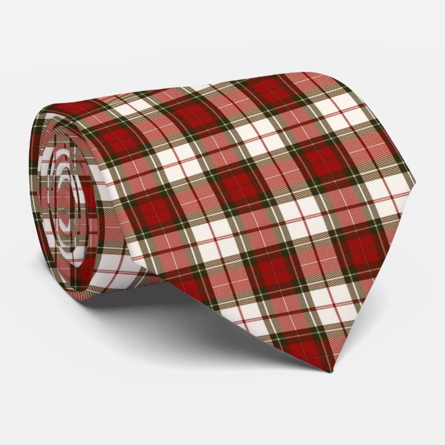 Cravate Pale Beige and Red Plaid (Roulé)