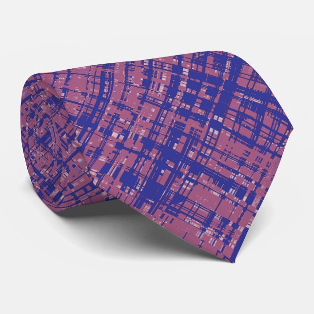 Cravate Pale Magenta et Bleu Motif unique (Roulé)