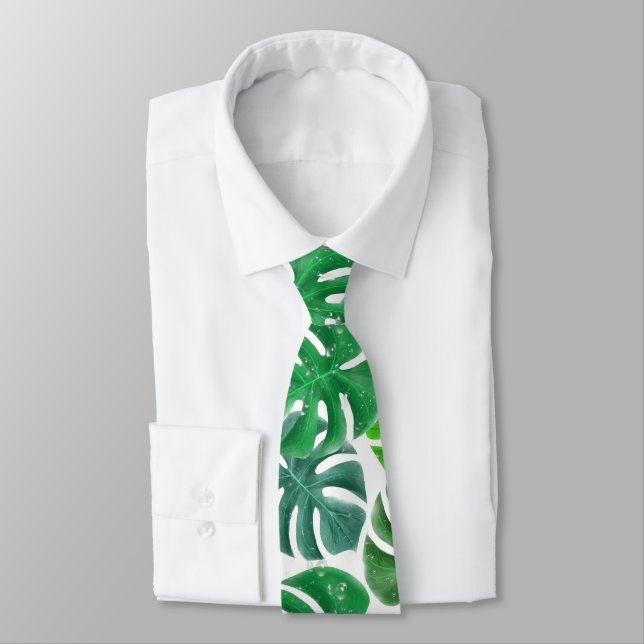 Cravate Palm tropical Monstera Feuilles verts (Attaché)