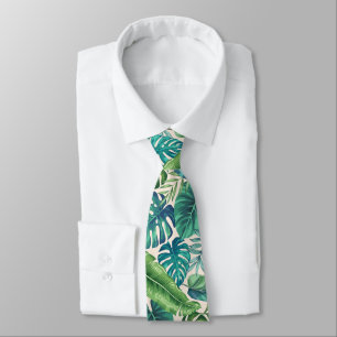 Cravate Palm vert et Turquoise Tropical Banana Monstera Fe