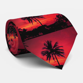 Cravate Palmiers exotiques du coucher de soleil de l'Hawaï