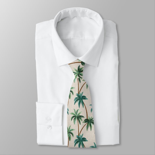 Cravate Palmiers venteux sur faux papier peint - Vert (Attaché)