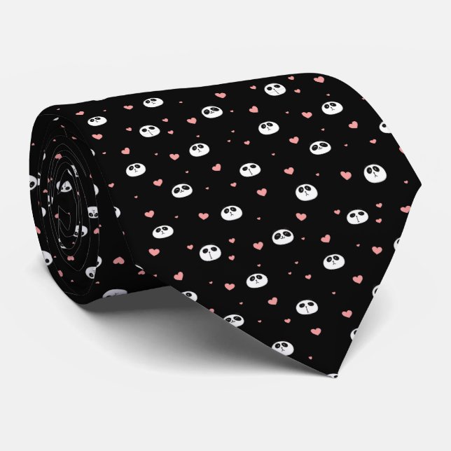 Cravate Panda avec motif de coeur (Roulé)