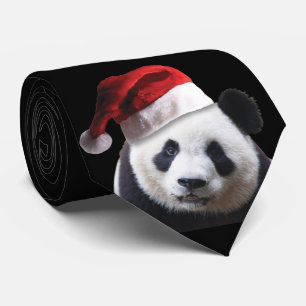 Cravate Panda Bear Waring un casquette du Père Noël