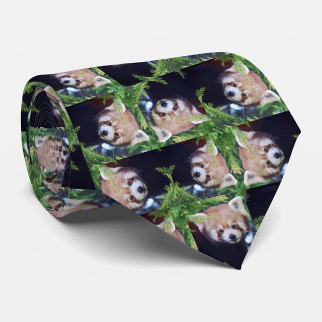 Cravate Panda rouge (Roulé)