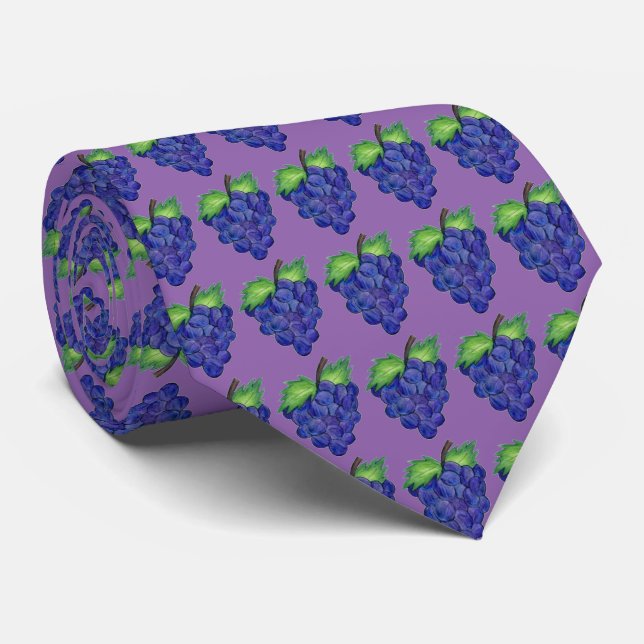 Cravate Panier de raisins violet de raisins Fruit Graphe I (Roulé)