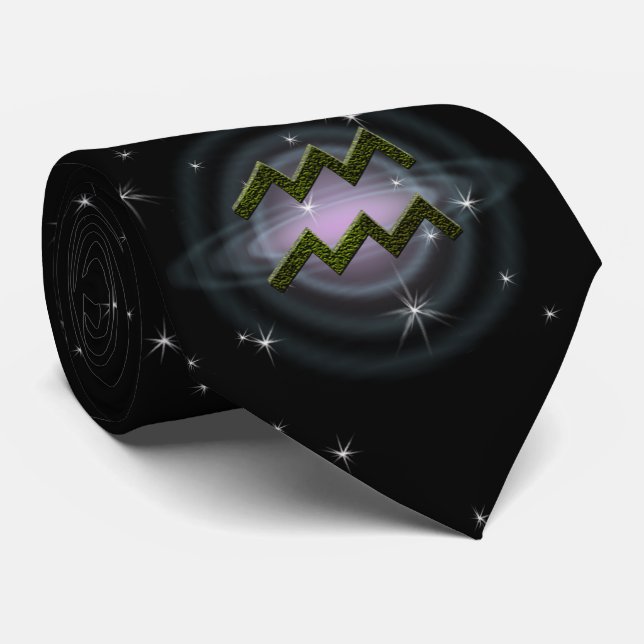 Cravate Panneau astrologique Zodiac Aquarius couleur Pick (Roulé)