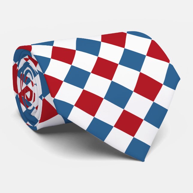 Cravate Panneau rouge, blanc et bleu (Roulé)