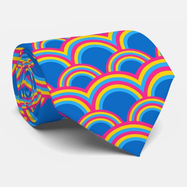 Cravate Pansexuality pride flag / blue rainbow pattern (Roulé)