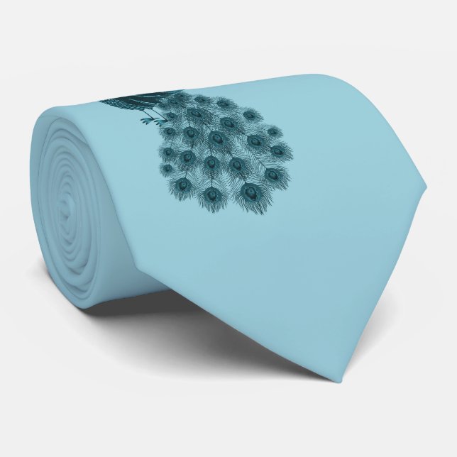 Cravate Paon Bleu Romantique (Roulé)