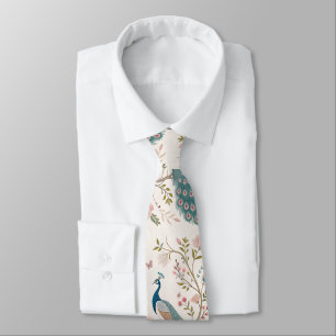 Cravate Paon Élégant Floral Vintage (5)