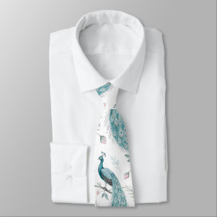 Cravate Paon Élégant Floral Vintage (6)